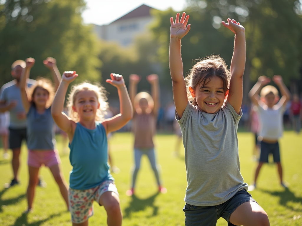 A family enjoying a community health program fitness class.