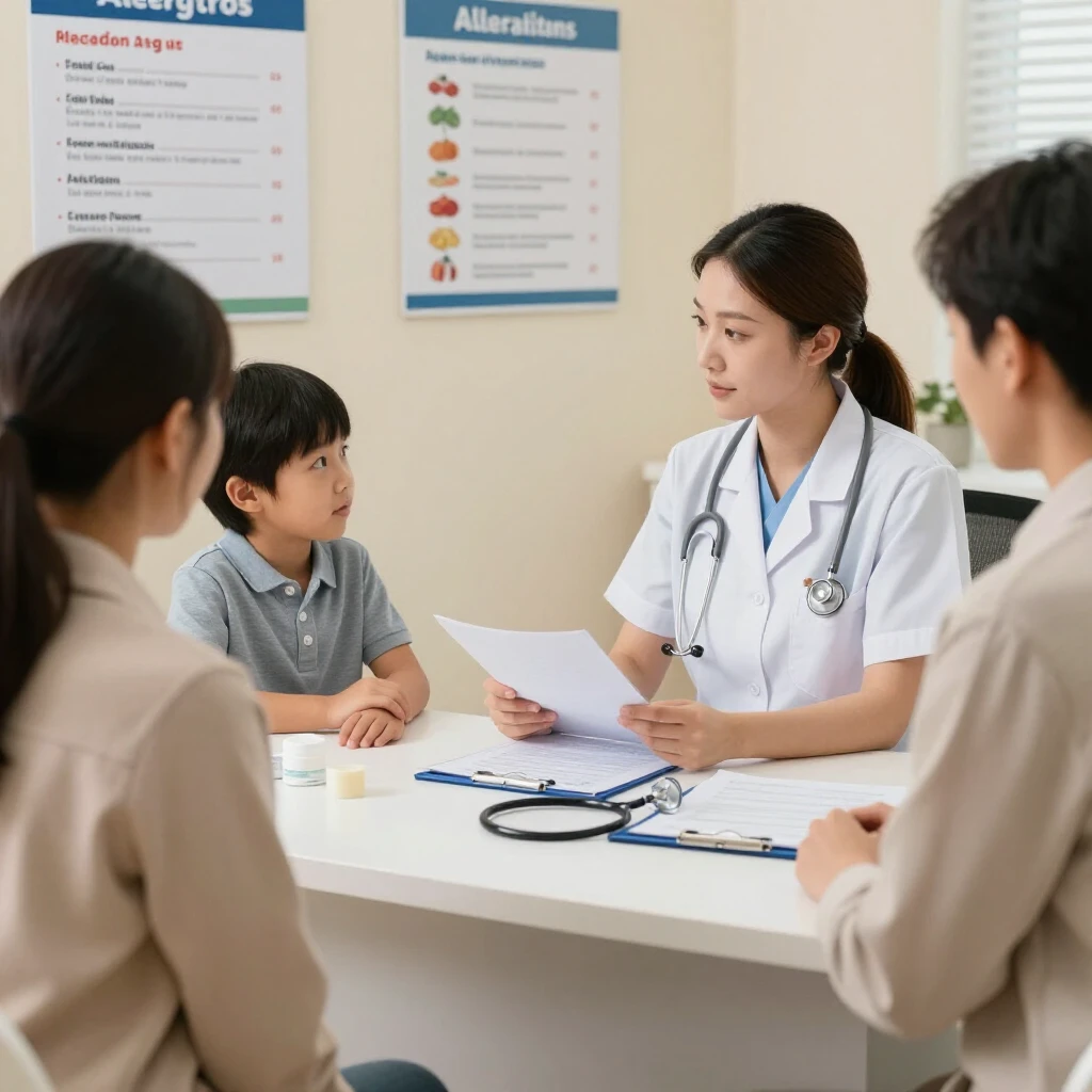 School nurse consulting with family on allergy management plan