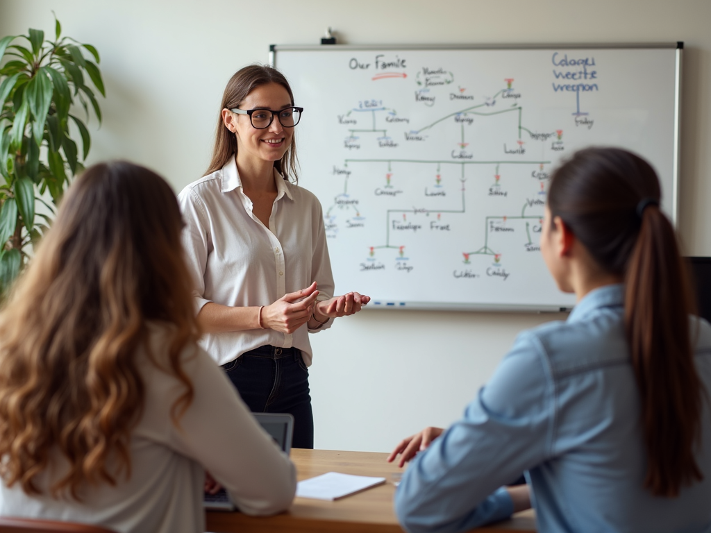 A therapist leading a family therapy session, helping them navigate their challenges.