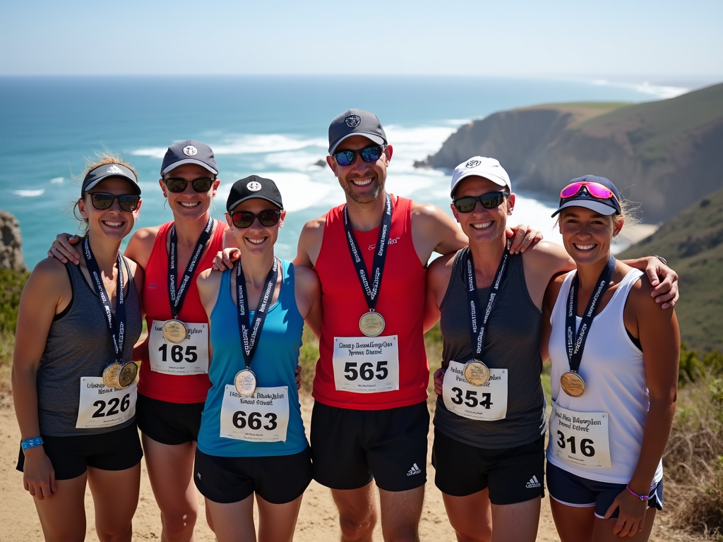 Runners celebrating after completing a scenic 5K race