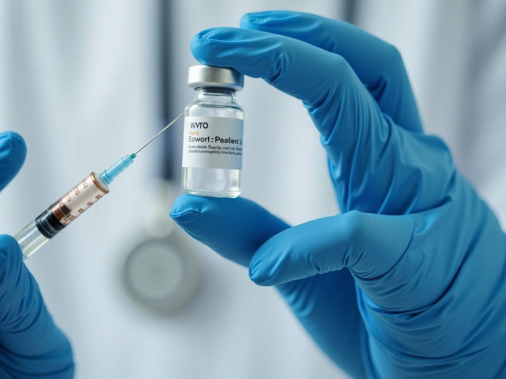 Healthcare professional preparing allergen immunotherapy injection