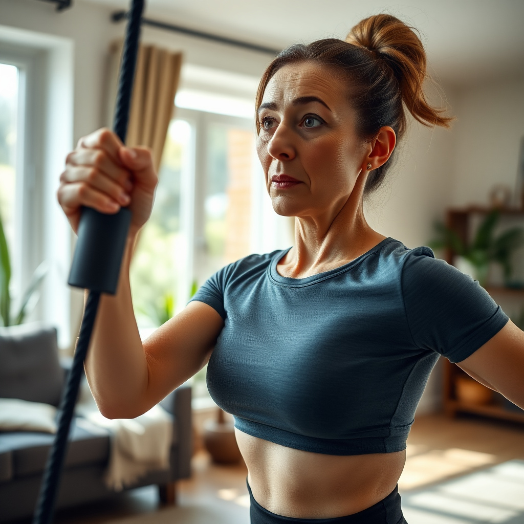 Woman doing HIIT cardio workout at home