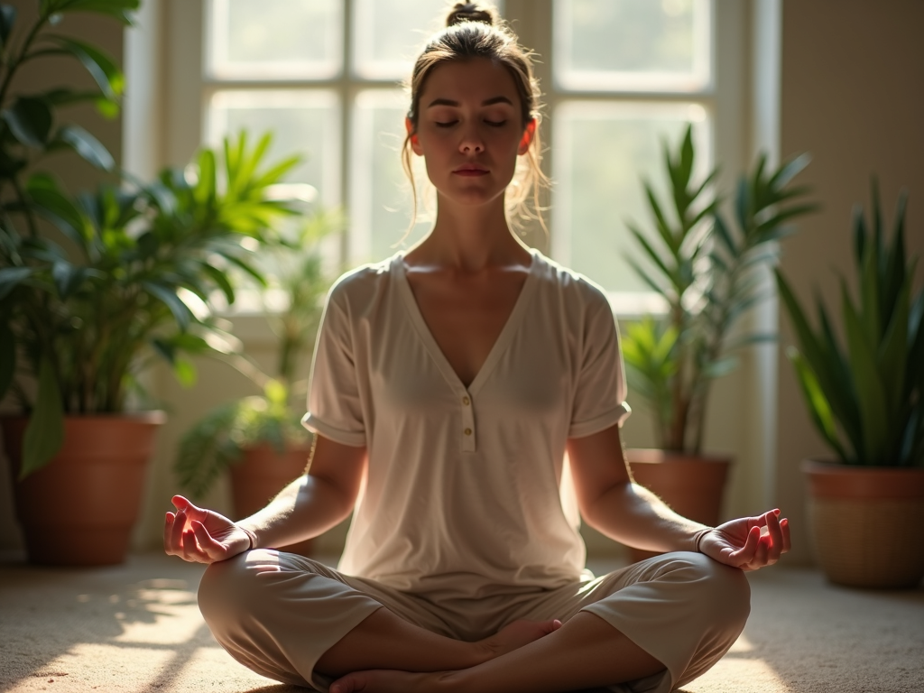 A person practicing mindfulness and self-care.