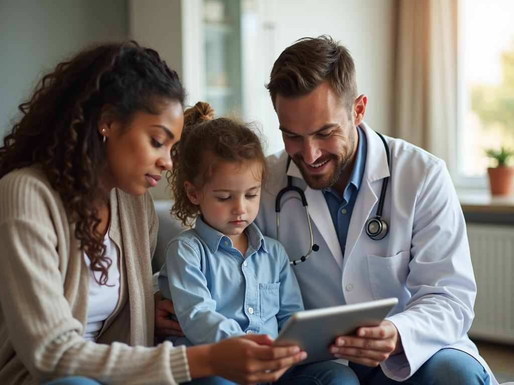 Family discussing health records.