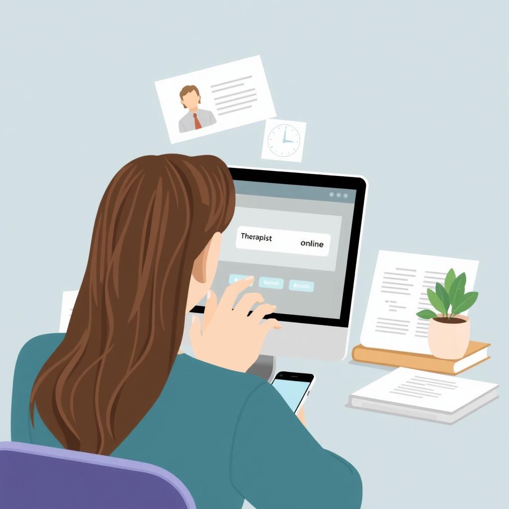 A person researching family therapists online.