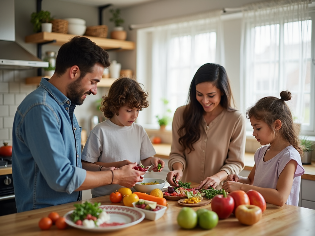 Family preparing an allergen-free meal together.