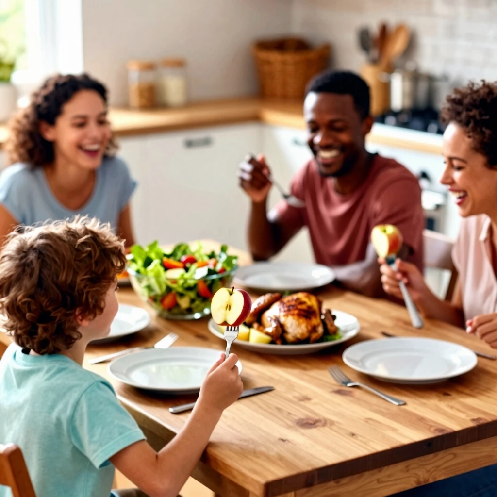 Family sharing a safe, joyful meal together