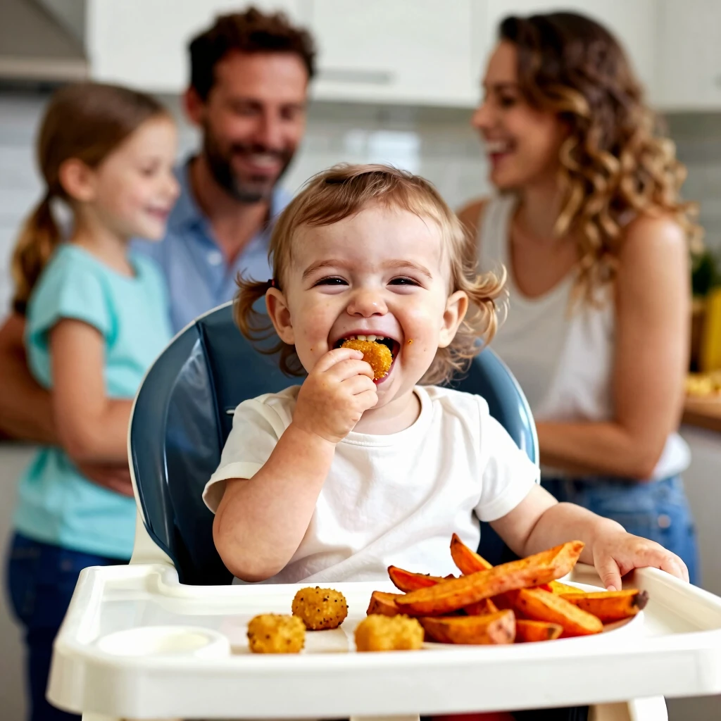 Child enjoying FPIES-friendly quinoa nuggets