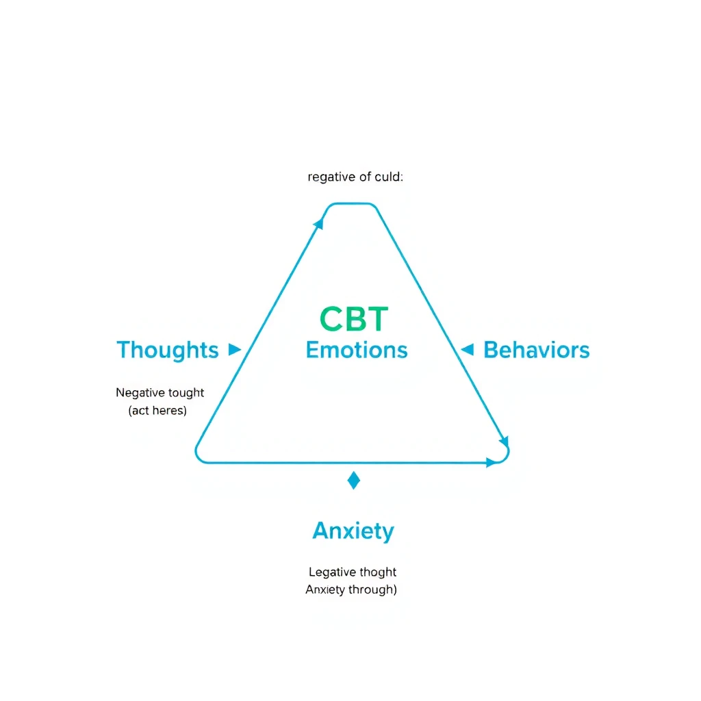 Illustration of the cognitive triangle showing connections between thoughts, emotions, and behaviors