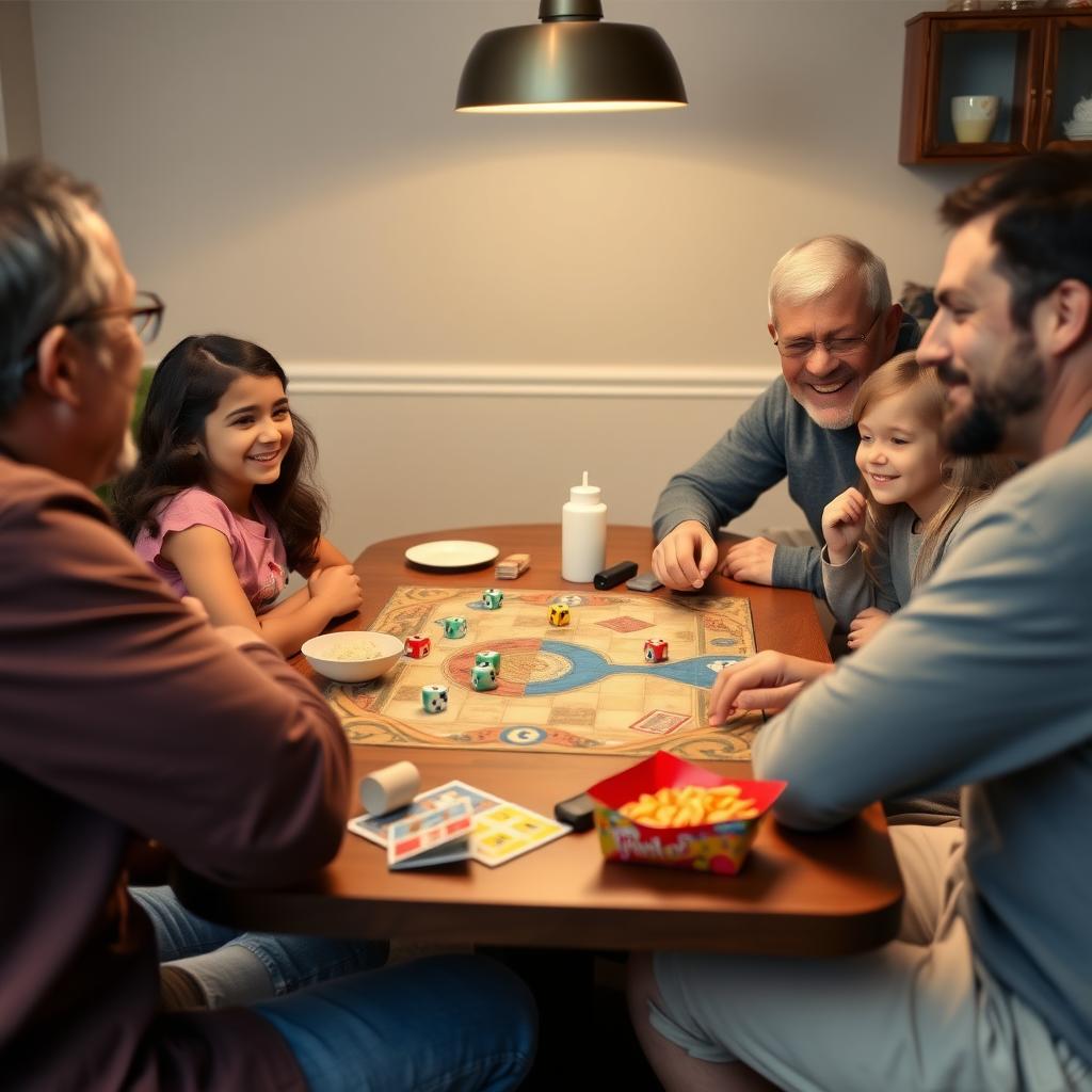 A family enjoying game night together.