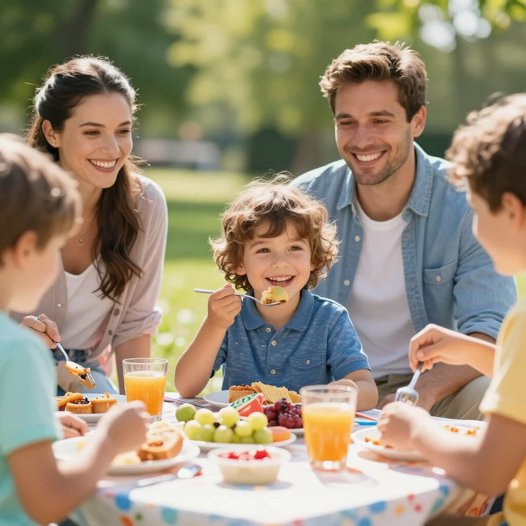 Child outgrowing FPIES enjoying a meal