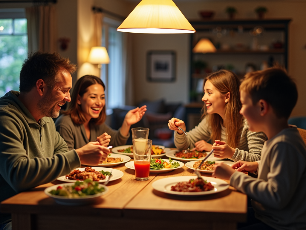 Family having dinner together