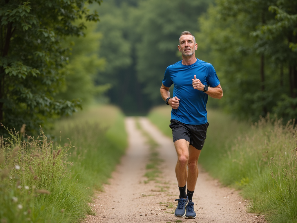 Runner training on a nature trail