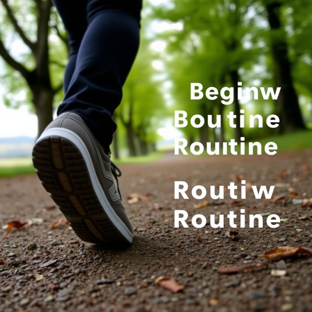 A beginner starting their walking routine on a peaceful nature trail.