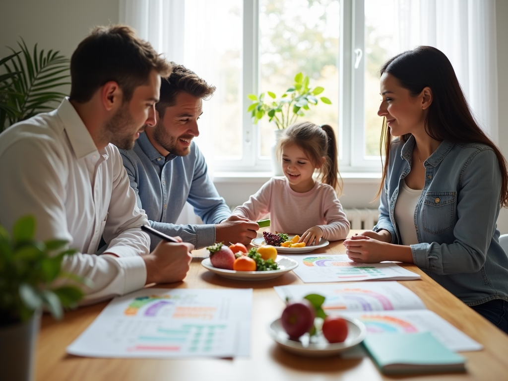 A dietitian providing guidance to a family on managing their infant's diet with chronic FPIES.