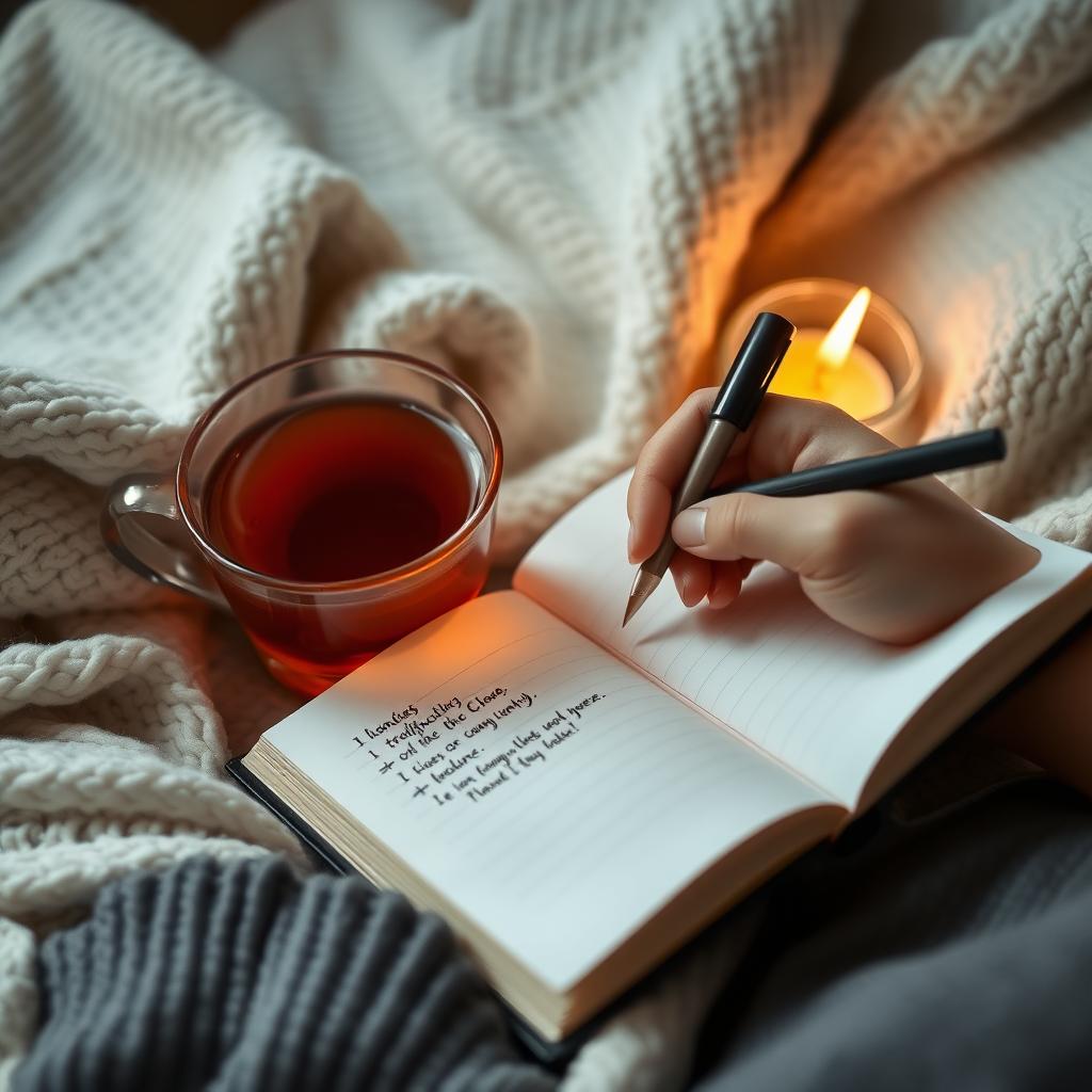 Person writing in gratitude journal