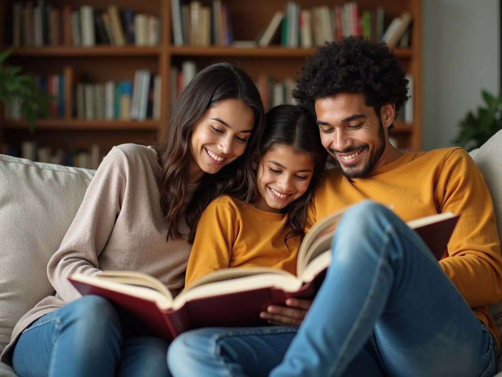 Family reading books together