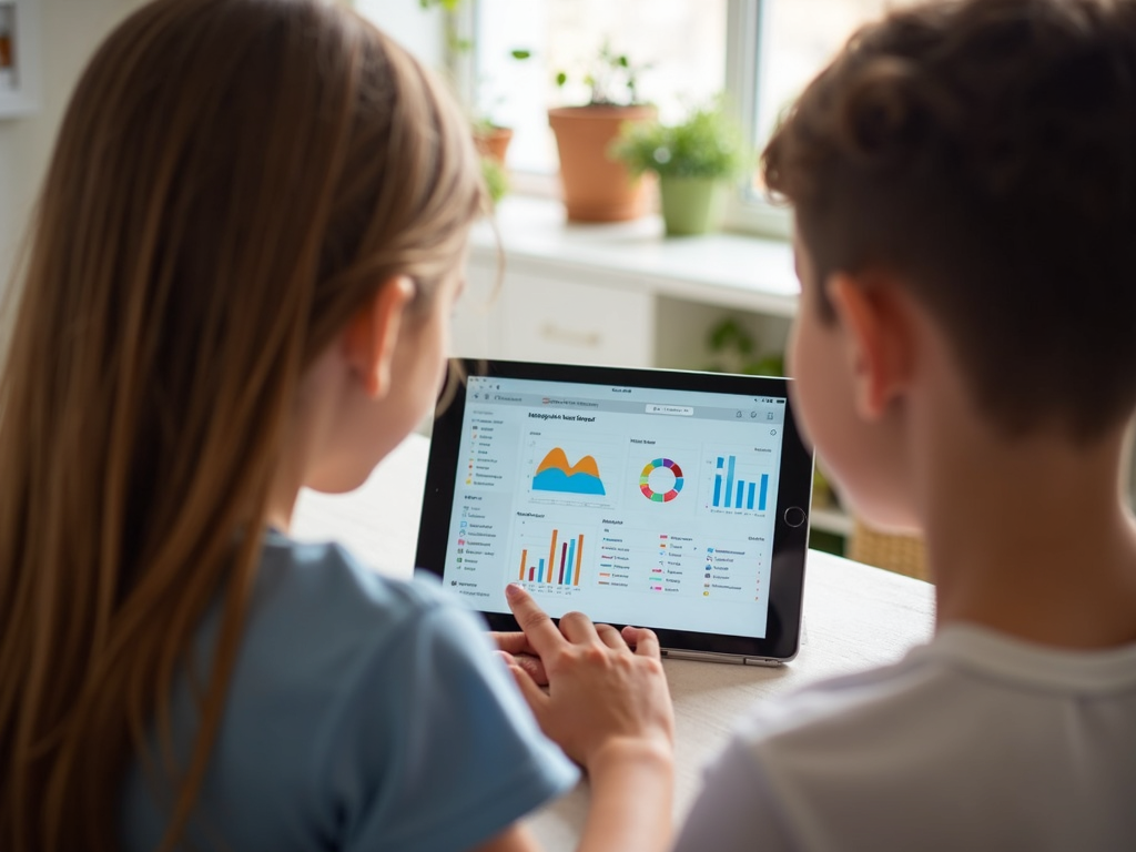 Therapist monitoring child’s development with digital tools