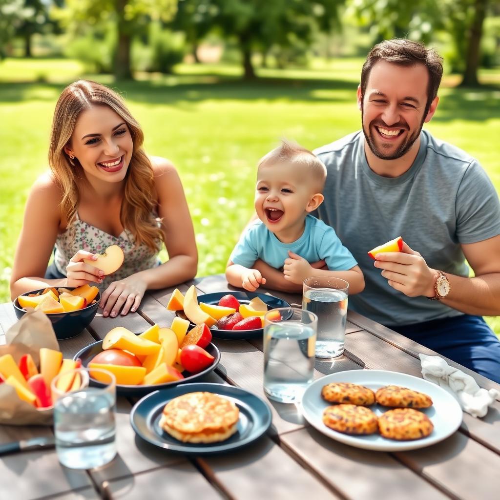 Family enjoying an FPIES-safe picnic in a sunny park