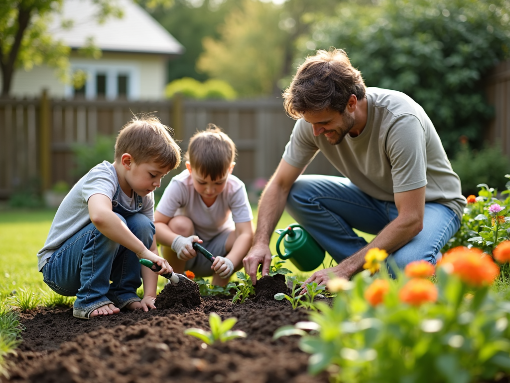 Family gardening together
