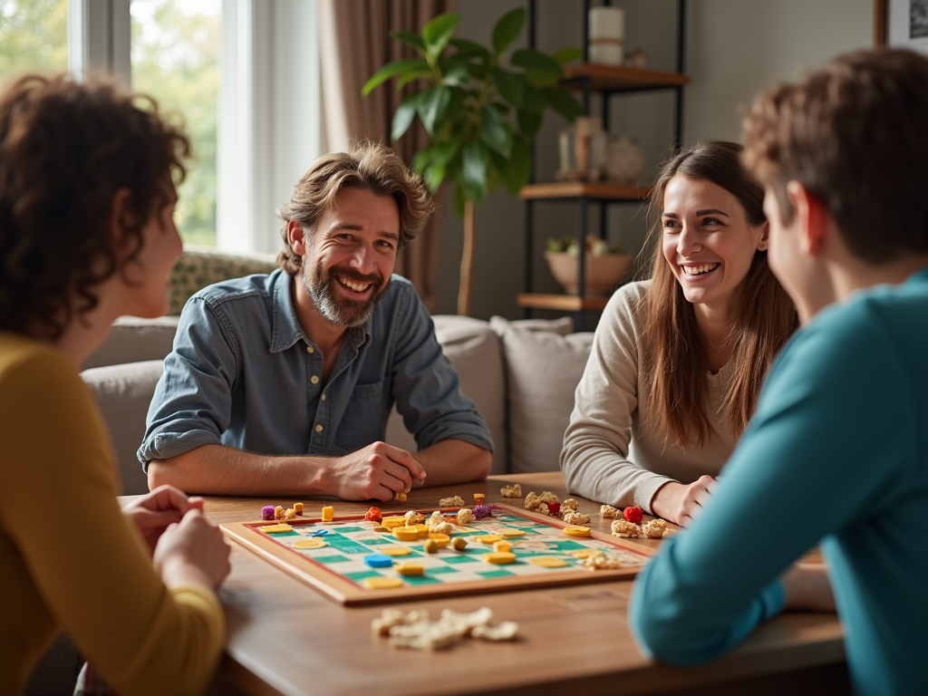 Family enjoying a game night