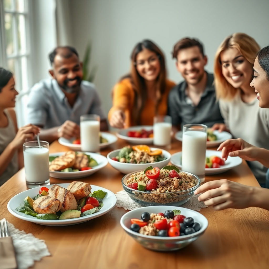Family enjoying an allergy-safe dinner together