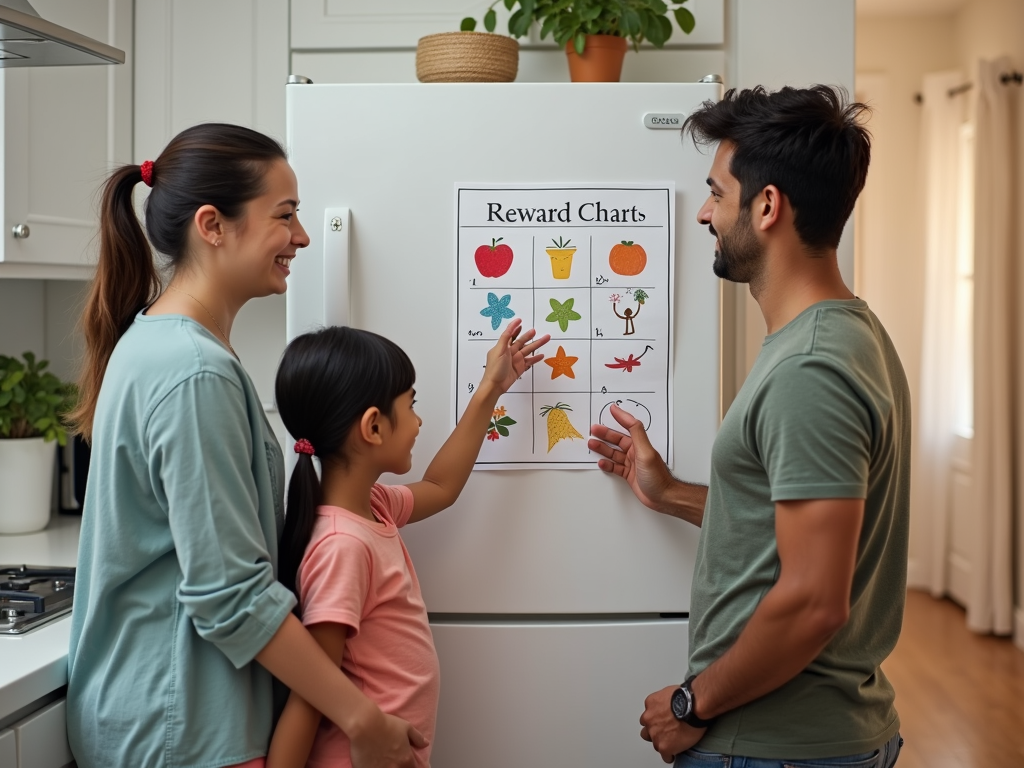 Family implementing a reward system at home
