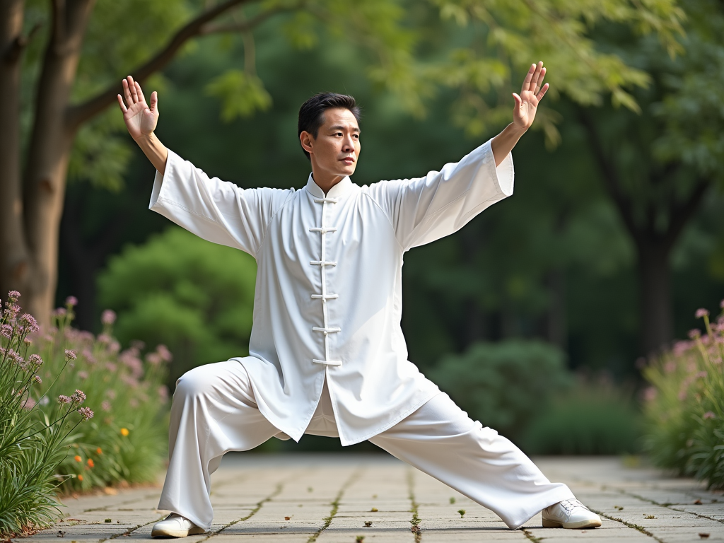 Tai Chi in a garden setting