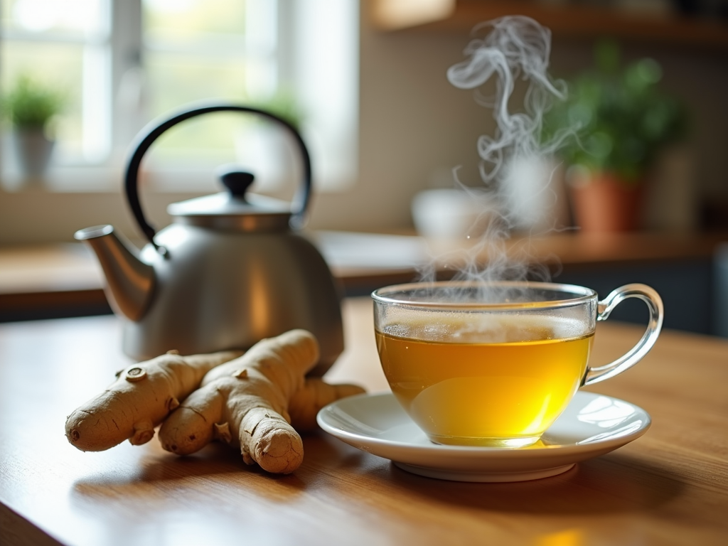 Ginger tea preparation for nausea relief