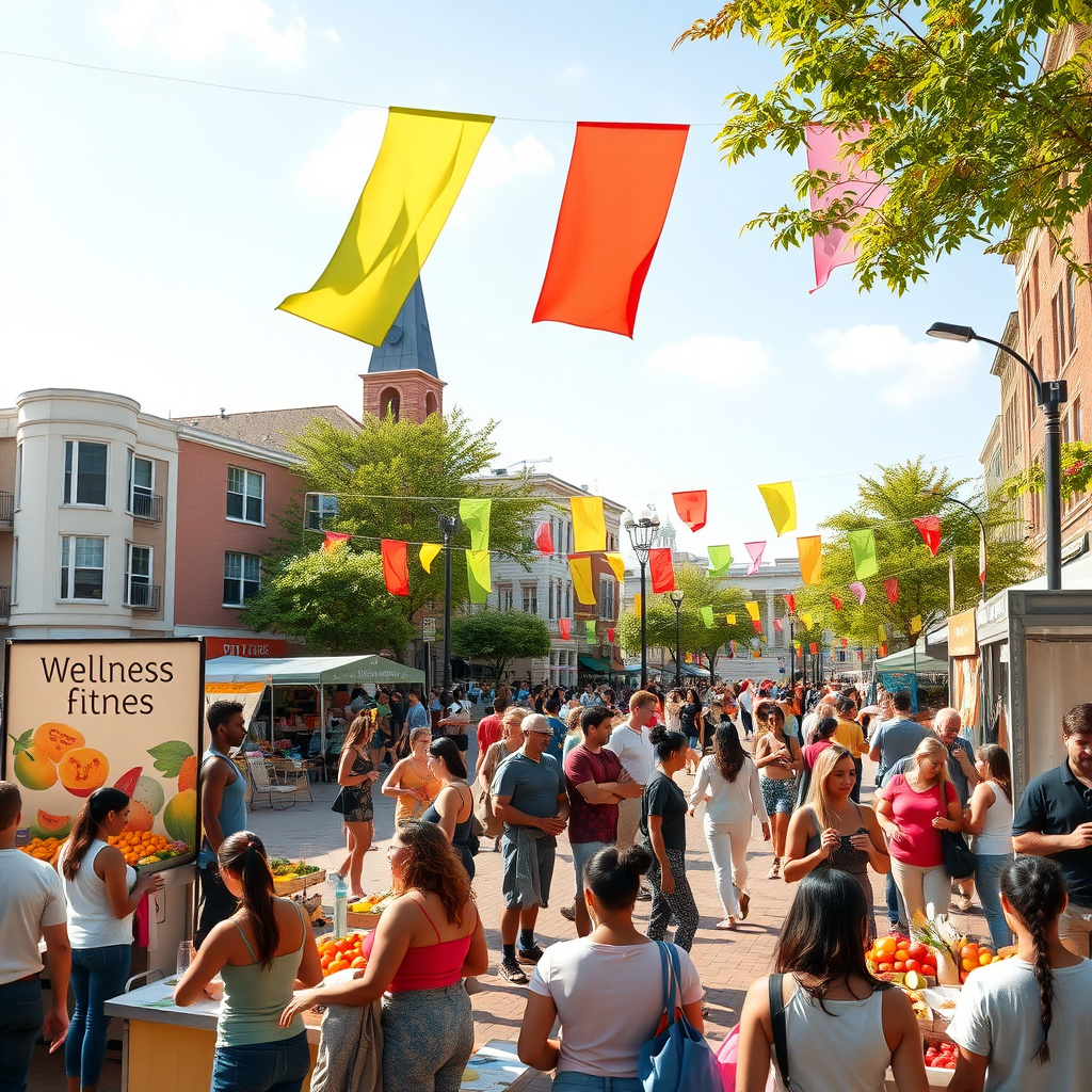 Lively community wellness fair with engaging activities