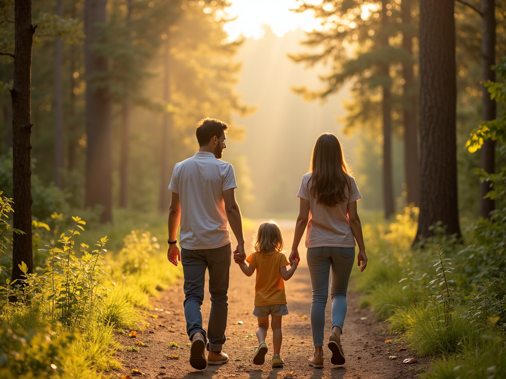 Family practicing mindfulness in nature