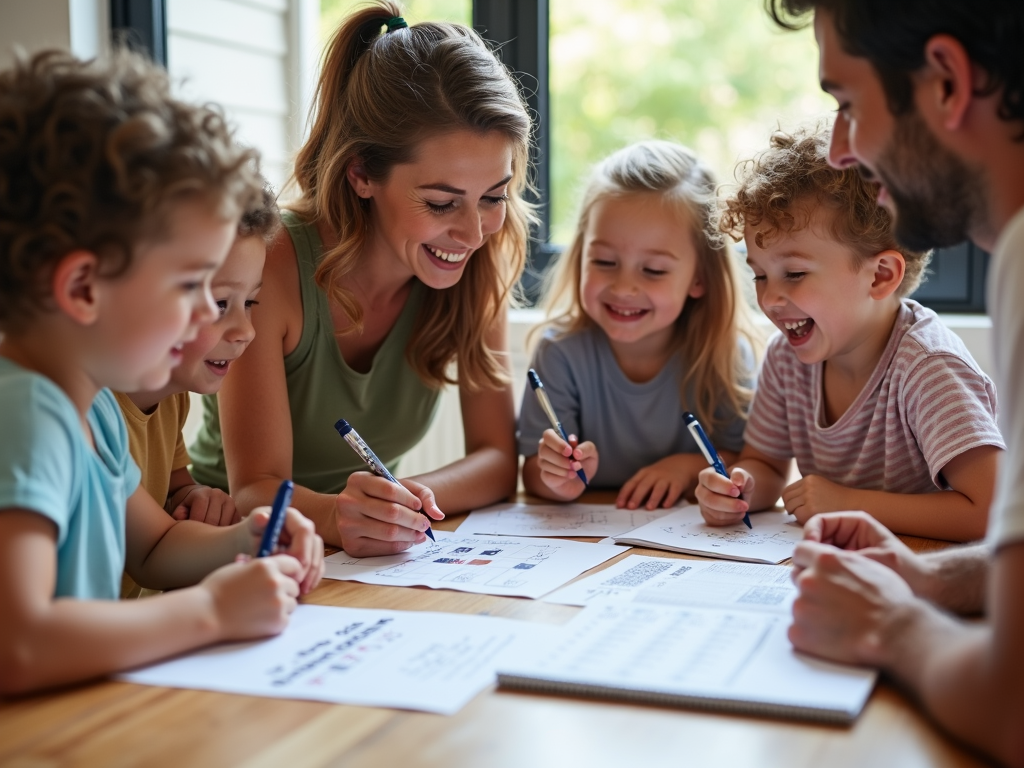 Family setting fitness goals together