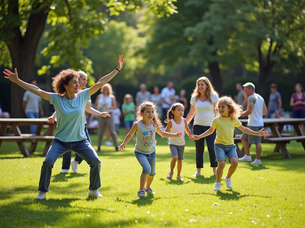 Families relaxing after a Tai Chi session