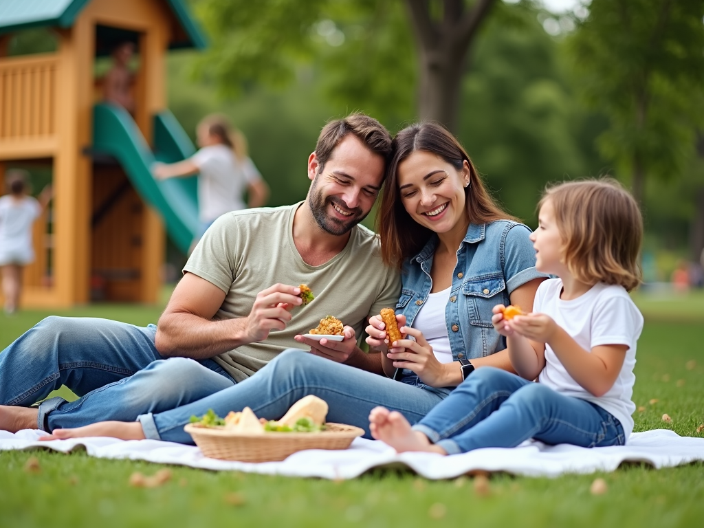 Family picnicking in the park