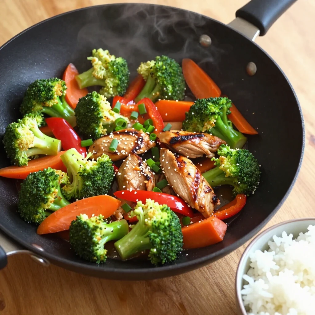 Delicious vegetable stir-fry ready to serve