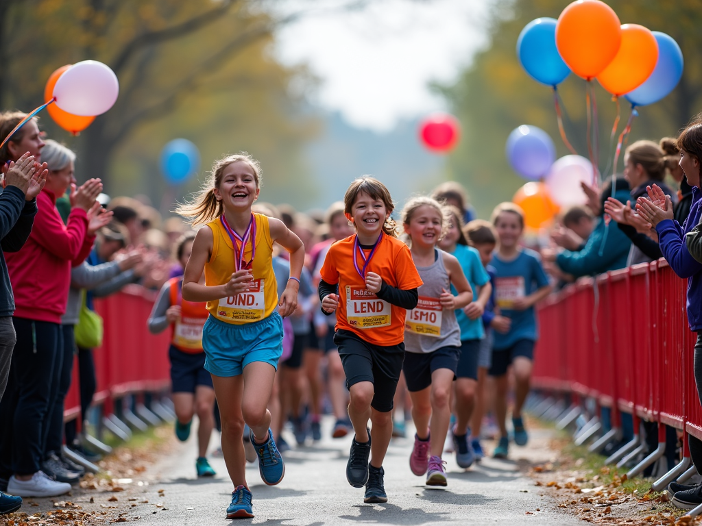 Runners celebrating at a 5K finish line