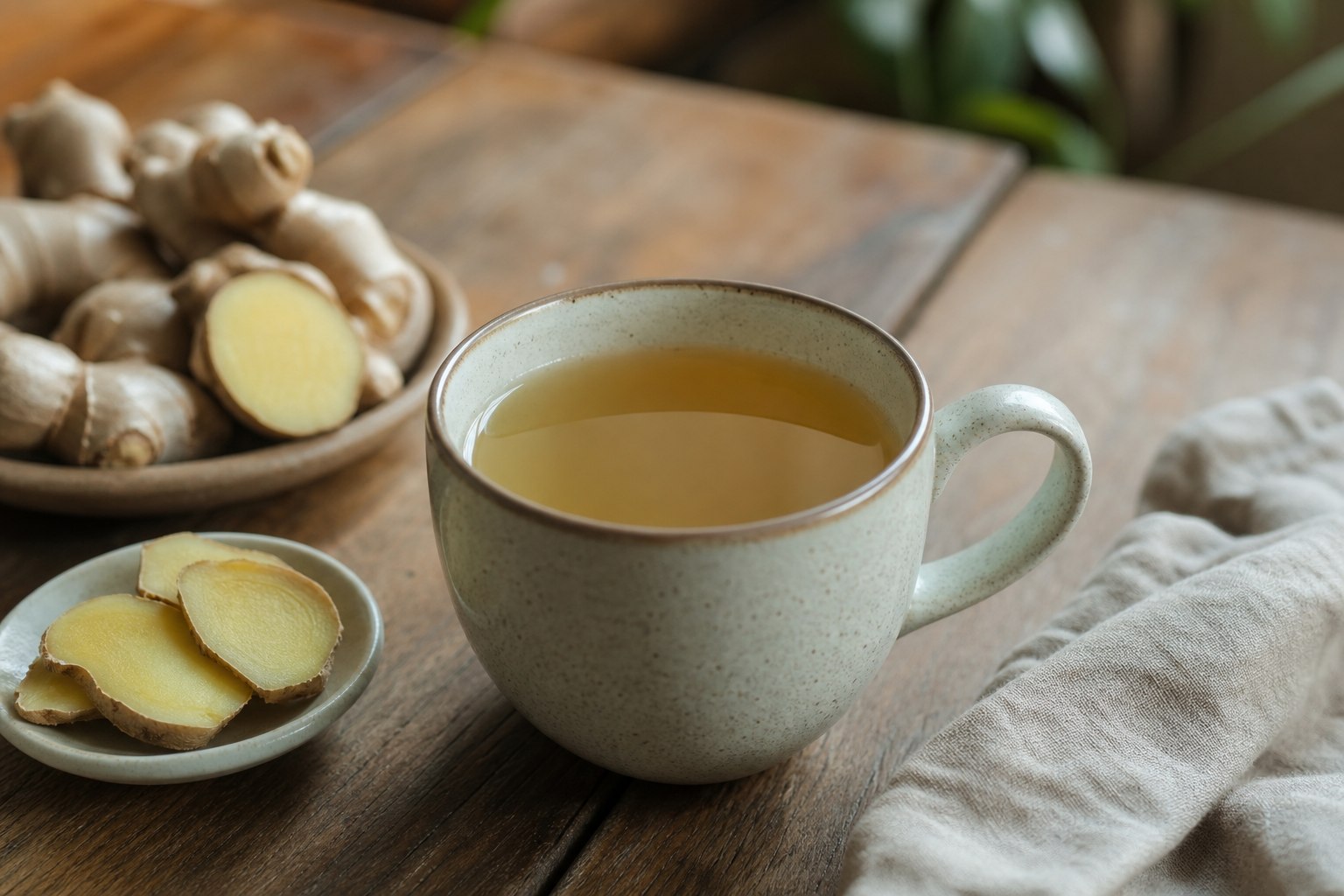 Fresh ginger tea ready to soothe an upset stomach
