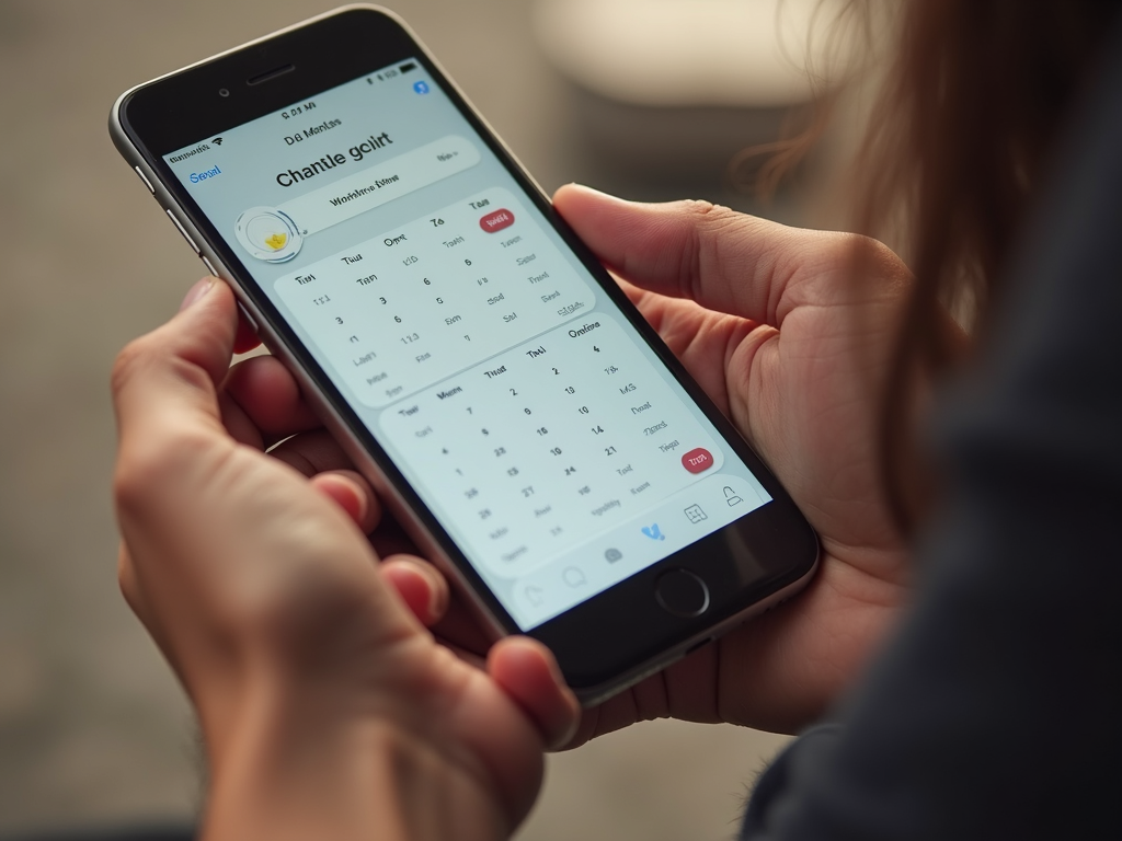 A hand holding a smartphone displaying a fitness app with a 30-day challenge progress calendar.