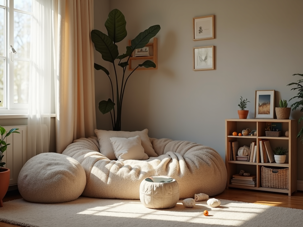 A calming corner designed for a child with autism to relax and de-stress.