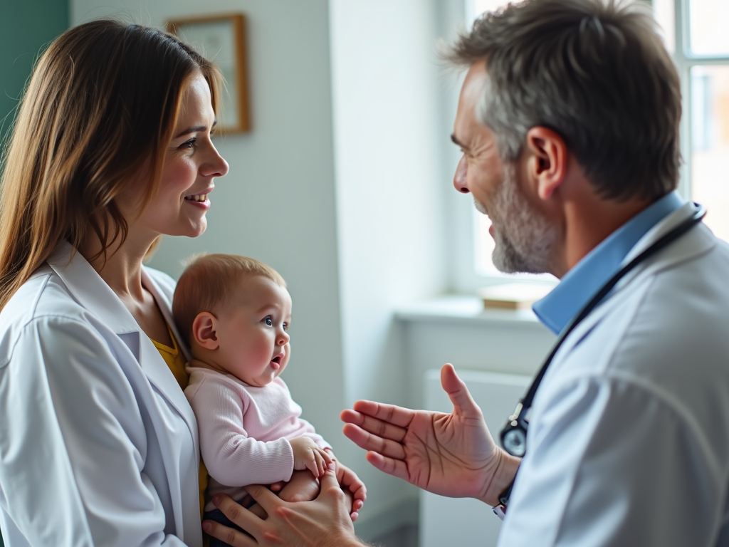 Parent discussing FPIES diagnosis with a doctor.