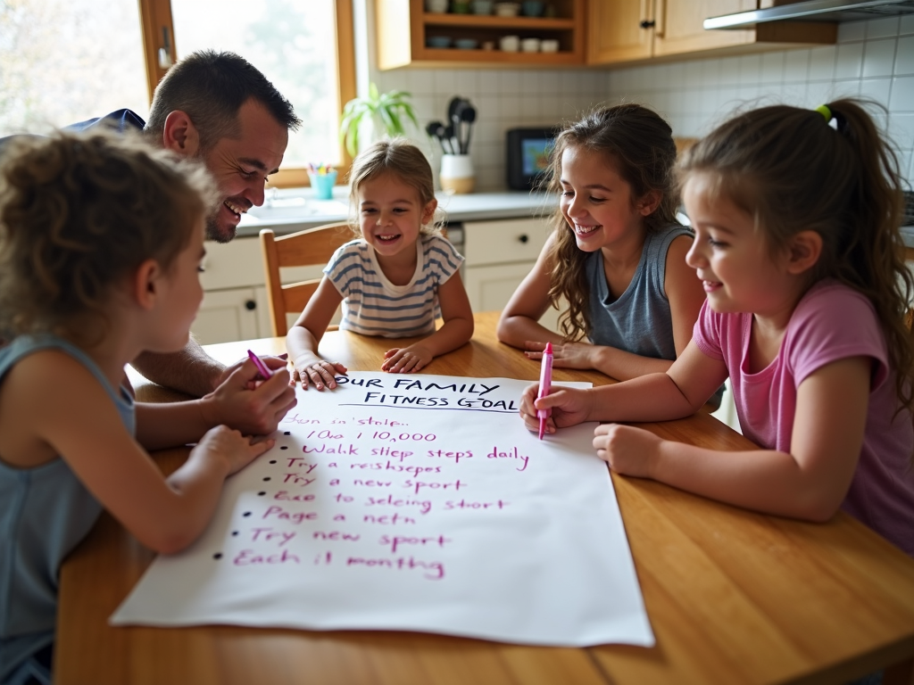 Family setting fitness goals together