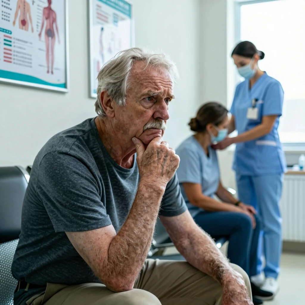 Elderly man waiting for medical appointment