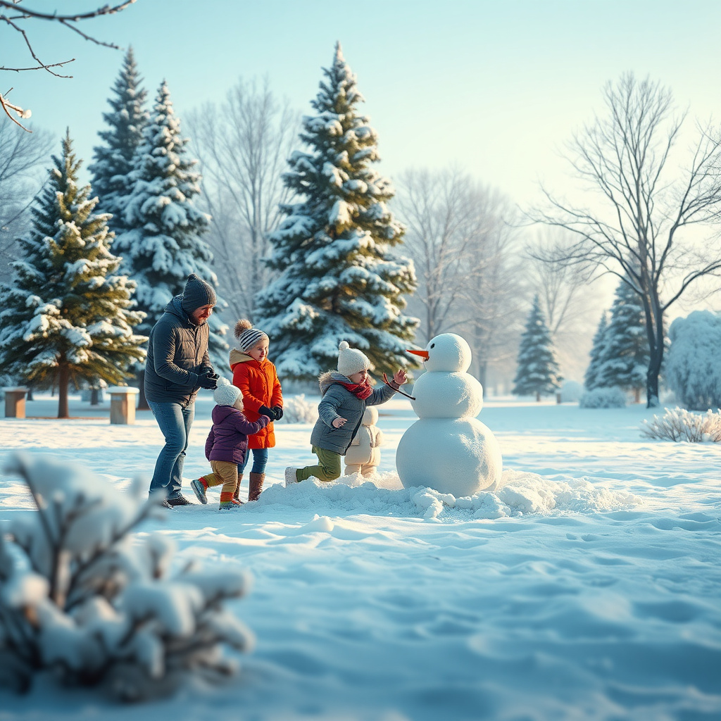 Family fun in winter snow