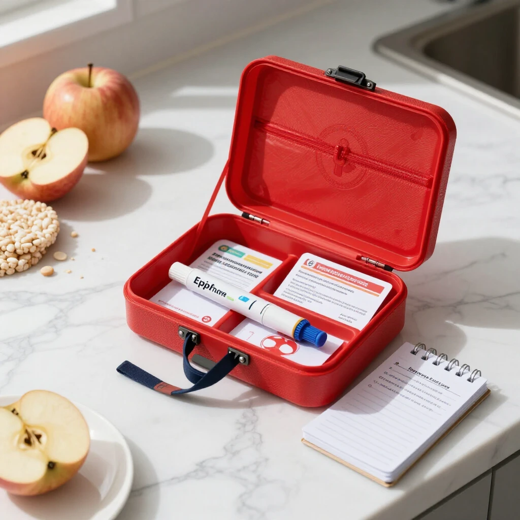 Organized allergy emergency kit ready for use