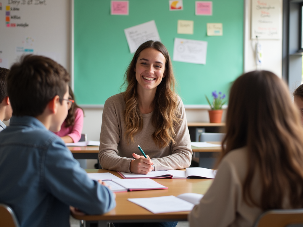 Teacher and students in a classroom