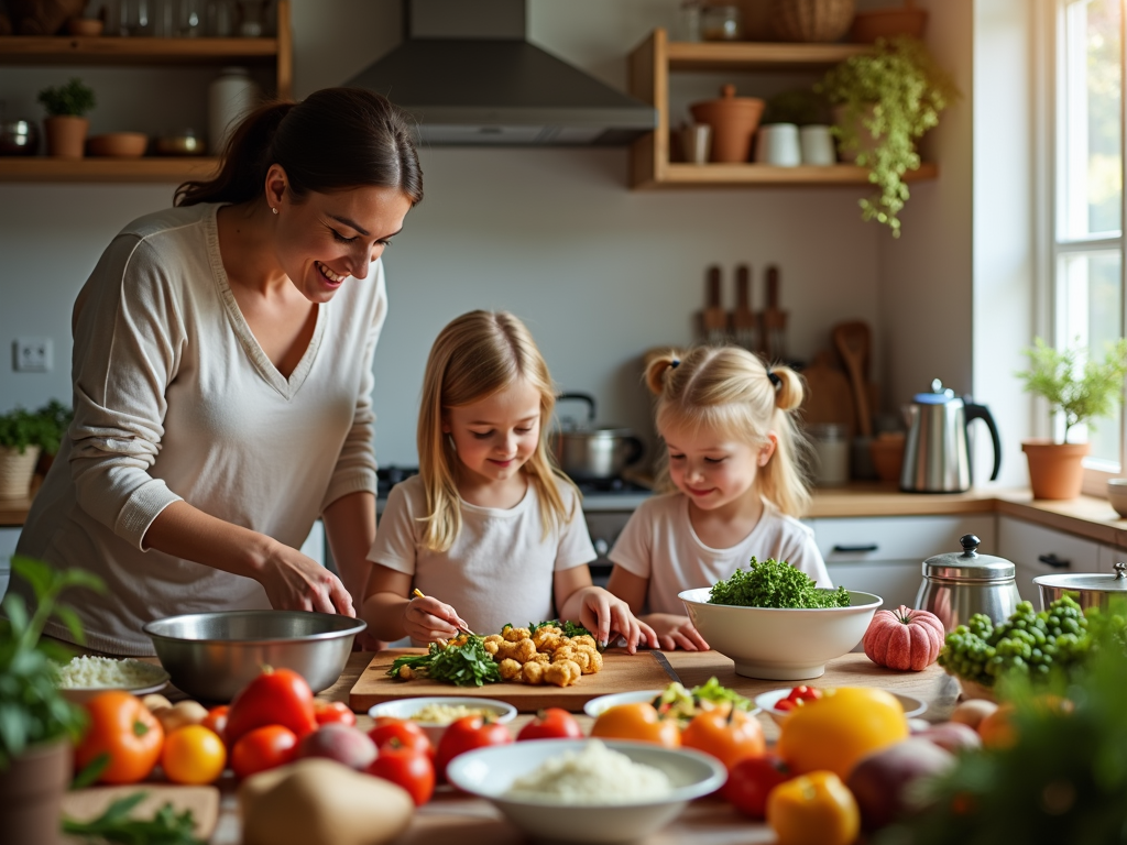 Family preparing a budget-friendly meal together