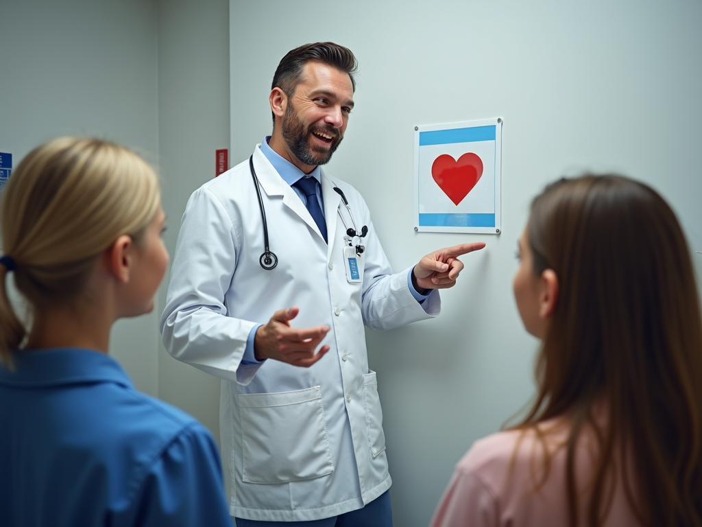 Doctor explaining safety to parents
