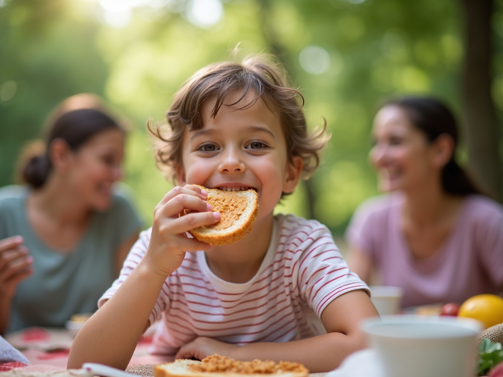 Child enjoying food after immunotherapy