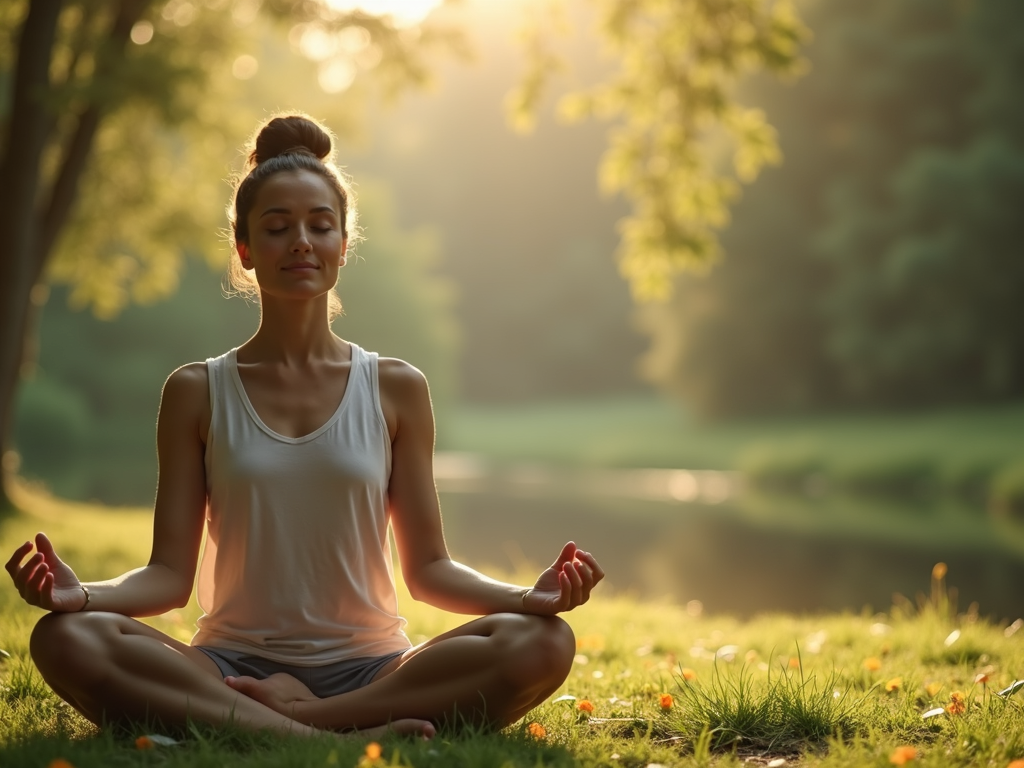 A person meditating in nature, embodying the mind-body connection.
