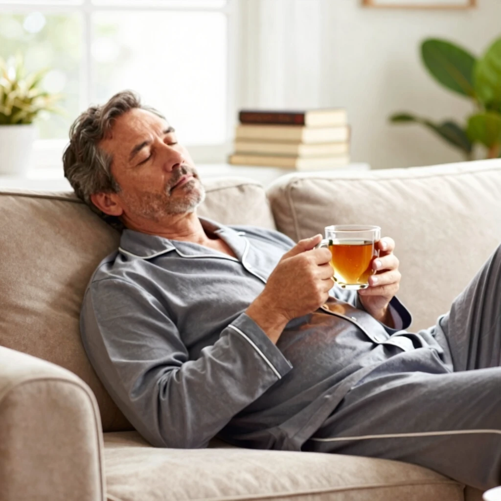 Man finding calm and relief from chronic fatigue through mindful practice